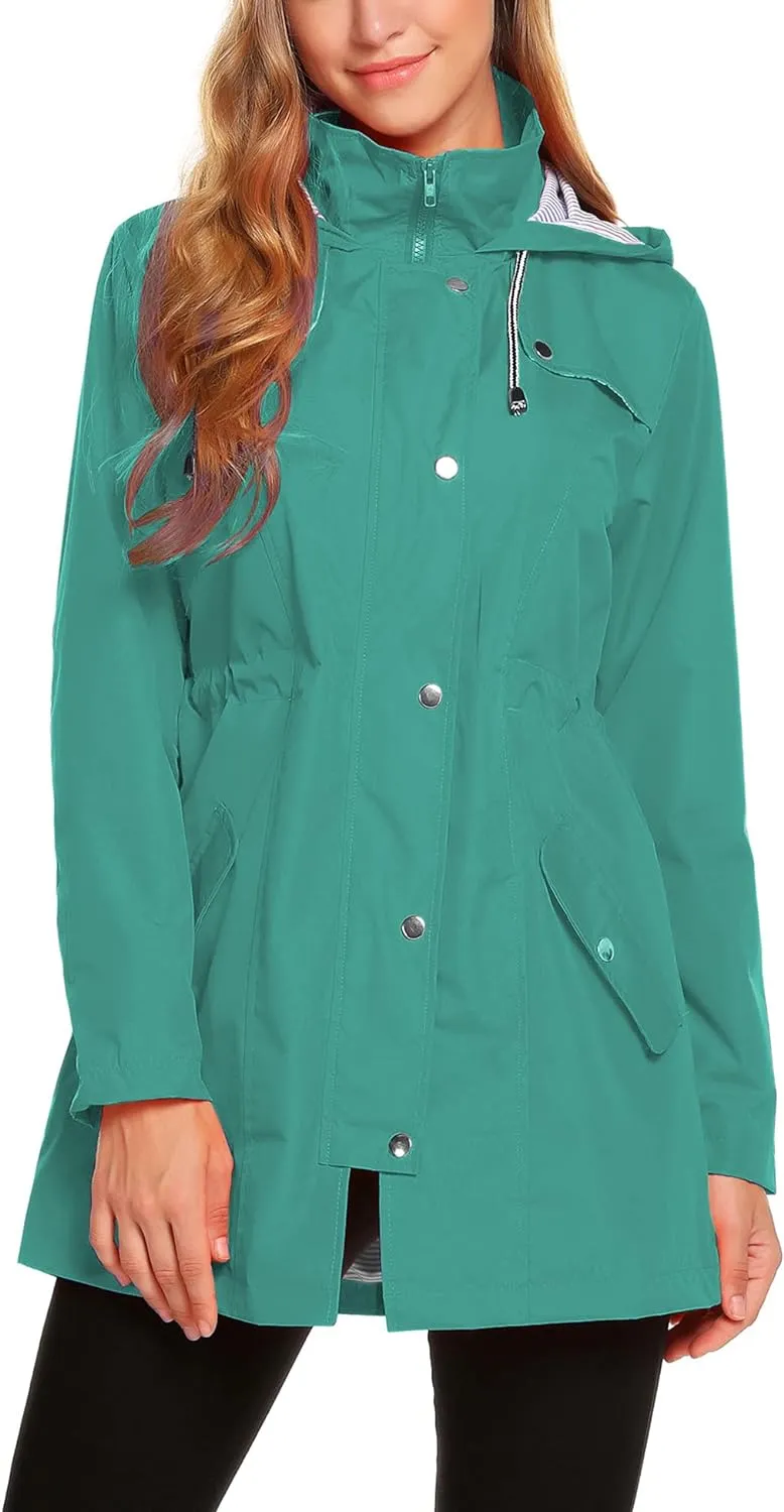Womens Lightweight Hooded Waterproof Active Outdoor Rain Jacket S-XXL