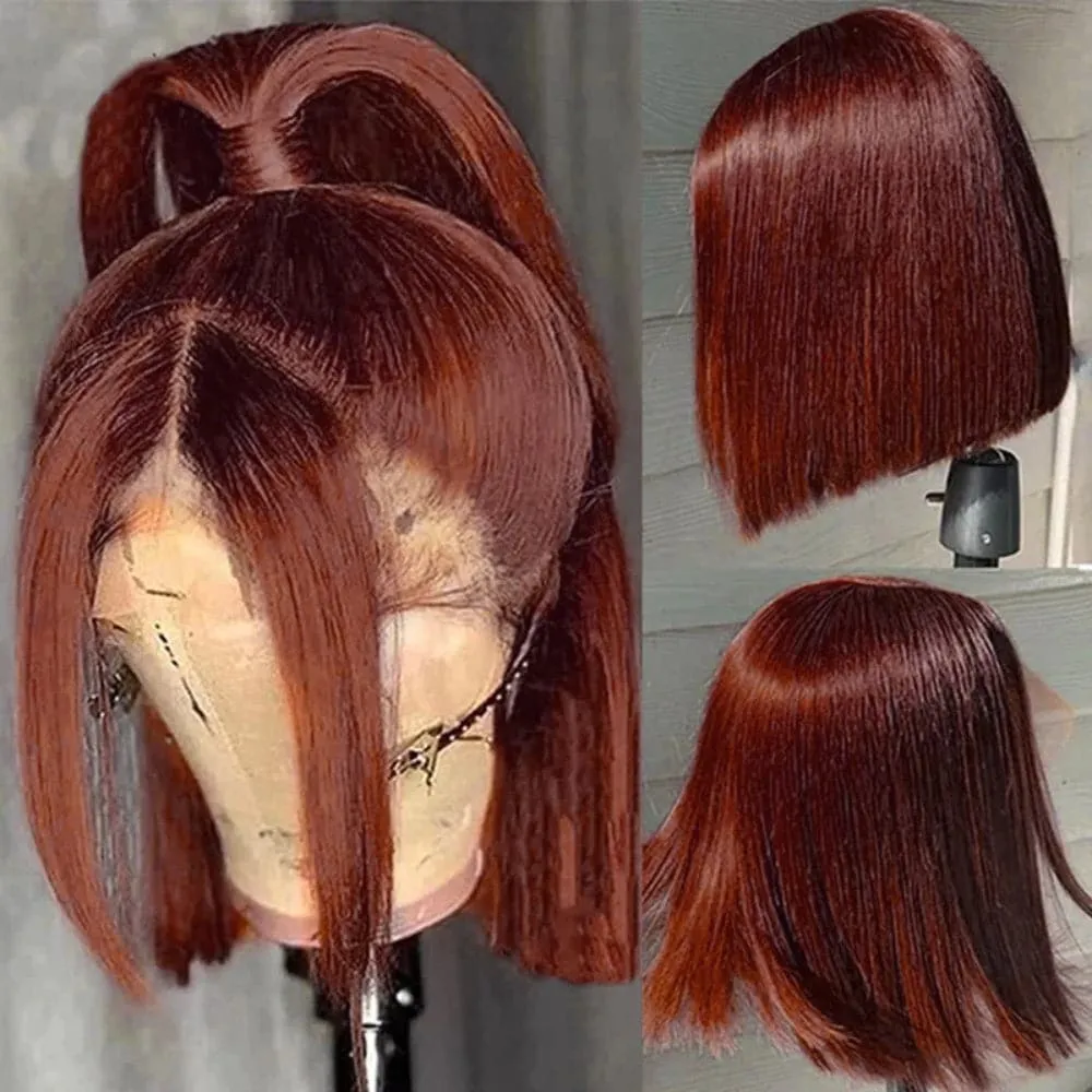 Sterly Reddish Brown 9×6 Glueless Lace Sleek Straight Bob Human Hair Wig