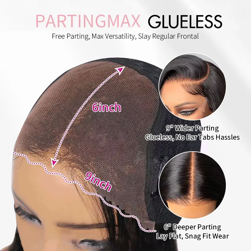 Parting Max 9x6 Glueless Wig #1 Jet Black Loose Deep Wave Wig Pre Plucked & Bleached Ready to Go