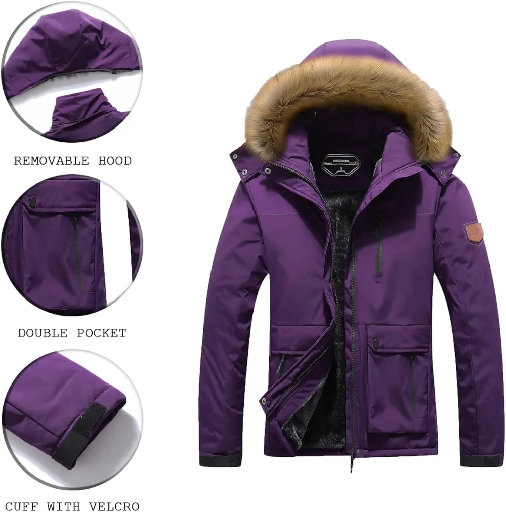 Women's Waterproof Ski Snow Jacket Winter Warm Hooded Snow Coat Mountain Windproof Ski Jacket For Women