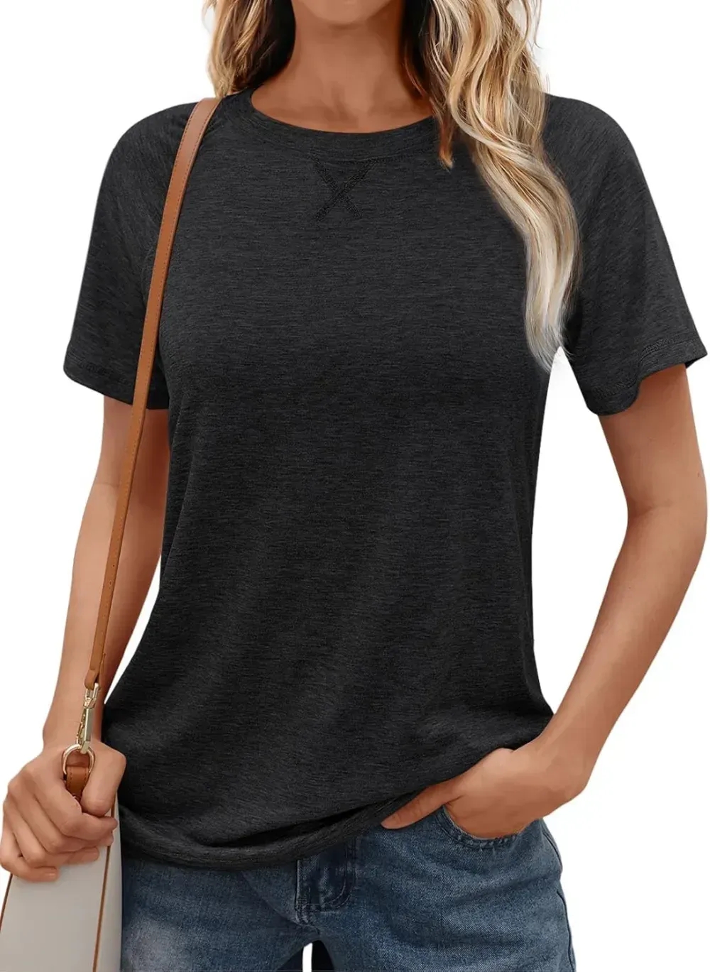 AUTOMET T Shirts Short Sleeve Crewneck Tees for Women Trendy Lightweight Soft Casual Summer Tops Clothes 2024