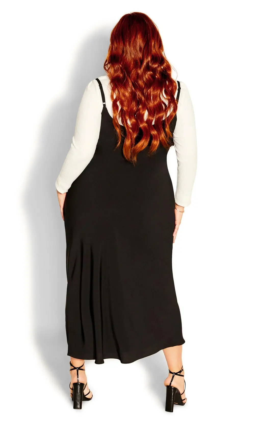 Evans Black Shimmer Slip Dress