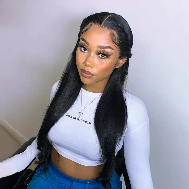 Straight Hair 3 Bundles With 13x6 Lace Frontal Remy Human Hair 4 Bundles With Lace Frontal