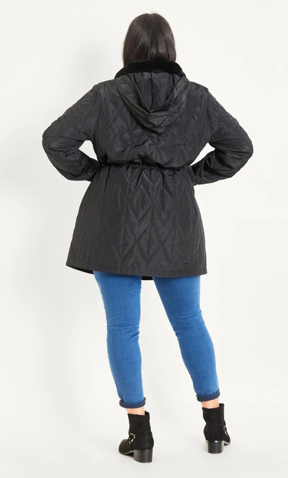 Evans Black Quilted Parka Coat