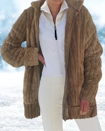 Plush Solid Zipper Jacket