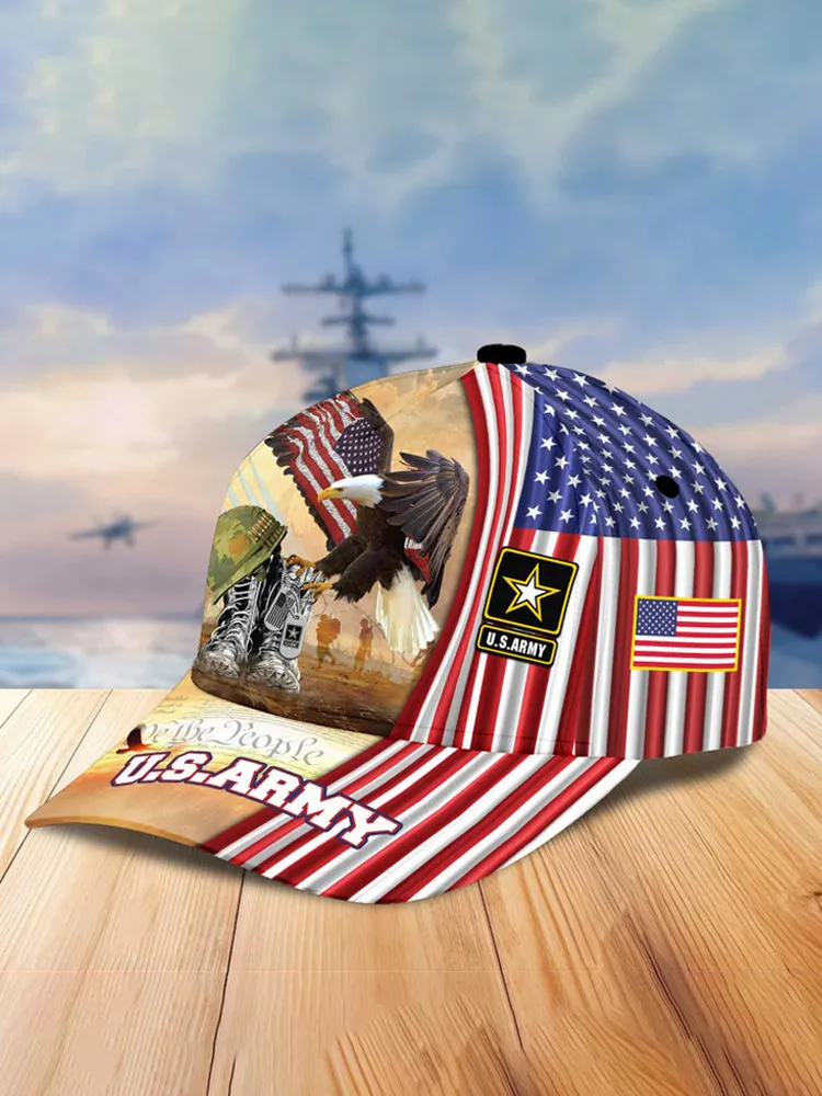 Unisex Casual Independence Day Us Army Print Cap