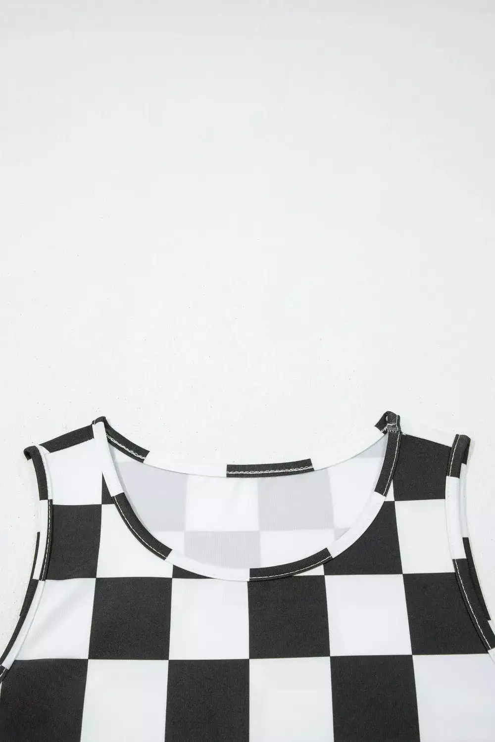 Checkerboard Printed Slim Tank Top