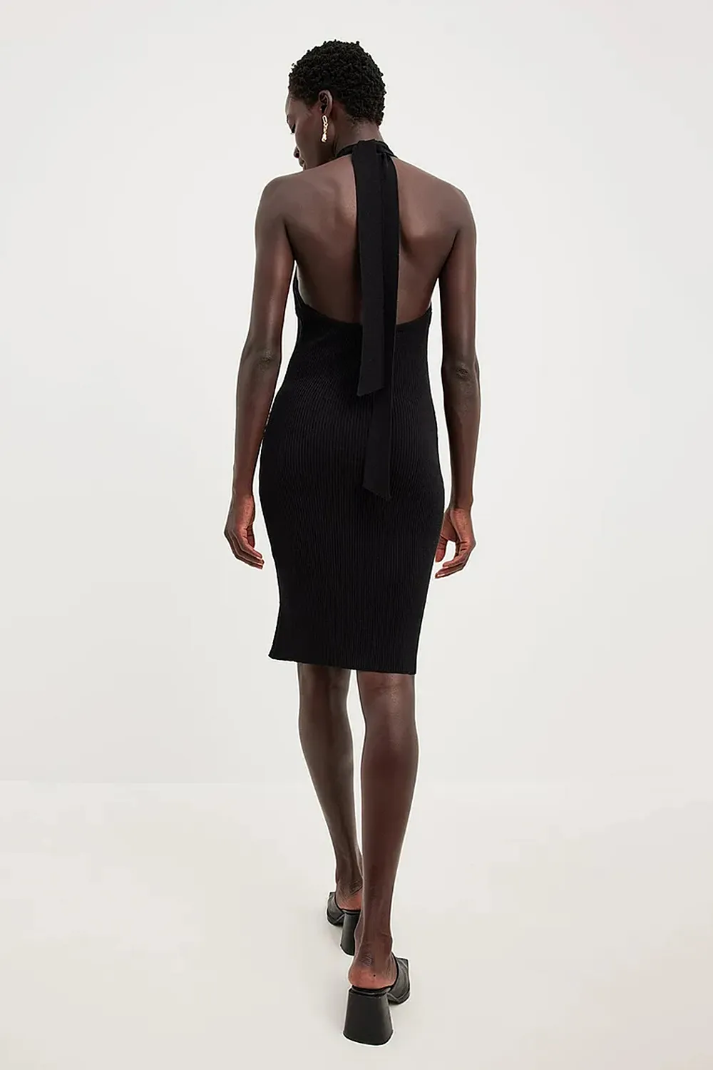 Knitted Tie Detail Mini Dress