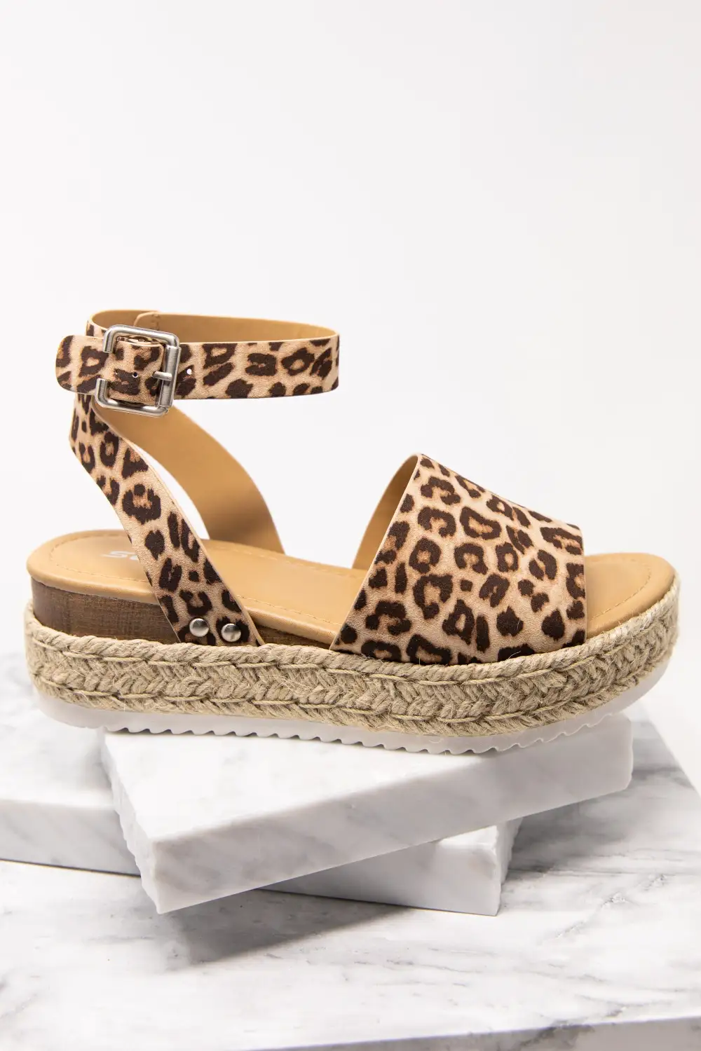 On Display Brown Leopard Espadrille Sandals