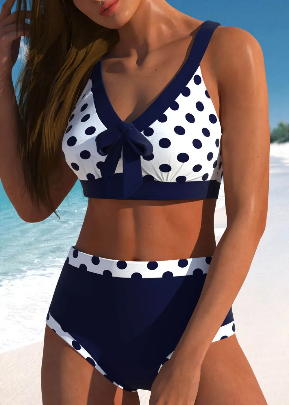 Bowknot Striped Black Wide Strap Bikini Top