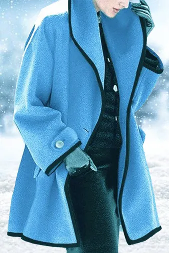 Fleece Line Colorblock Lapel Coat