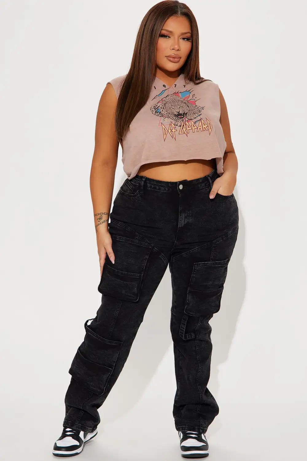 Heard A Rumor Stretch Cargo Jean - Black Wash