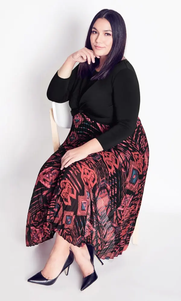 Evans Black & Pink Aztec Print Wrap Dress