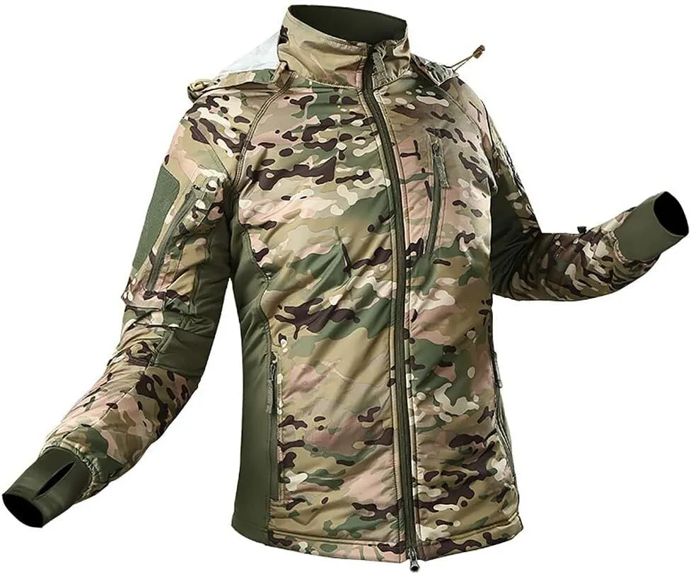 Men's Winter Tactical Jacket Lightweight Fleece lined Insulated Midlayer Hunting Military Softshell uniform