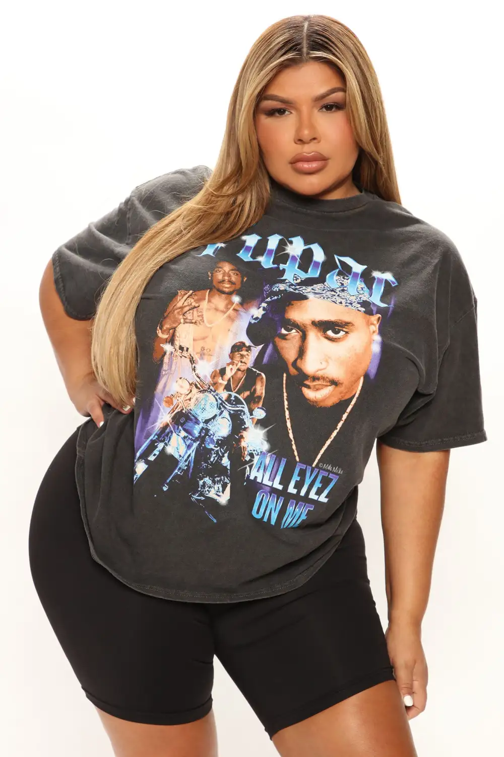 Tupac Old School Graphic Top - Black Wash