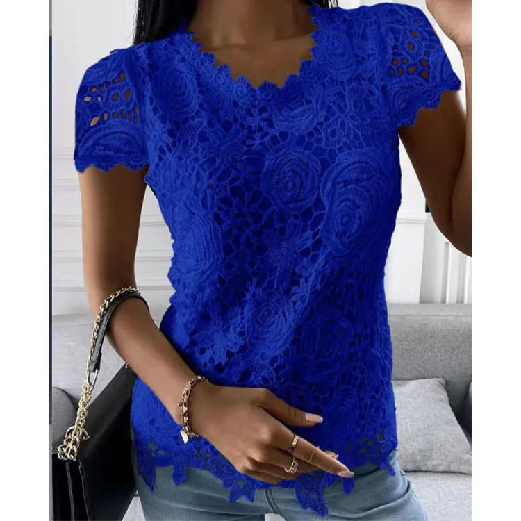 summer new lace shirt short sleeve top