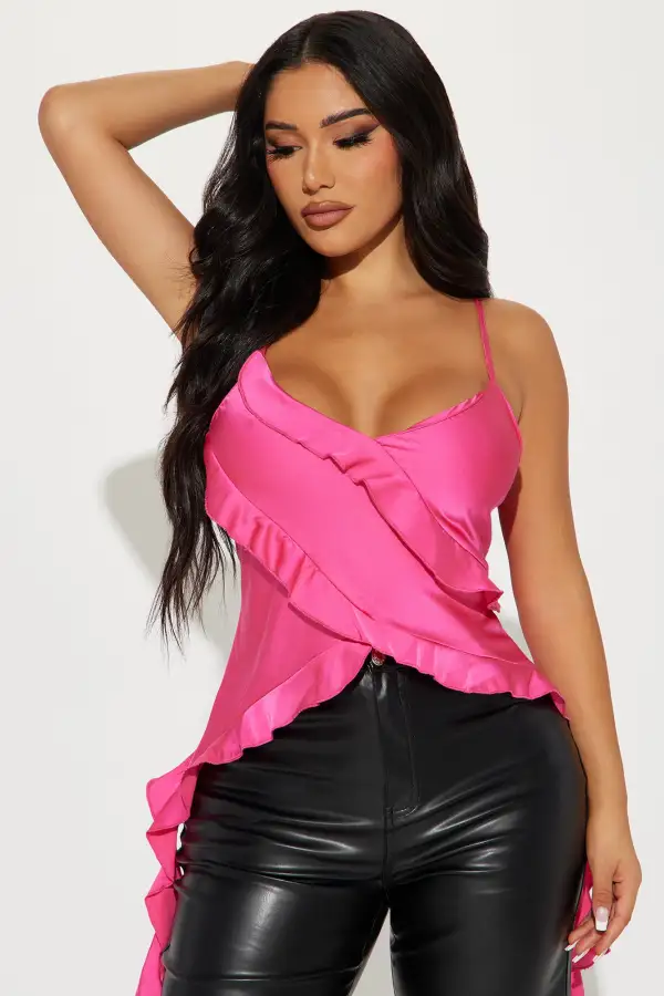 For The Girls Satin Cami Top - Hot Pink