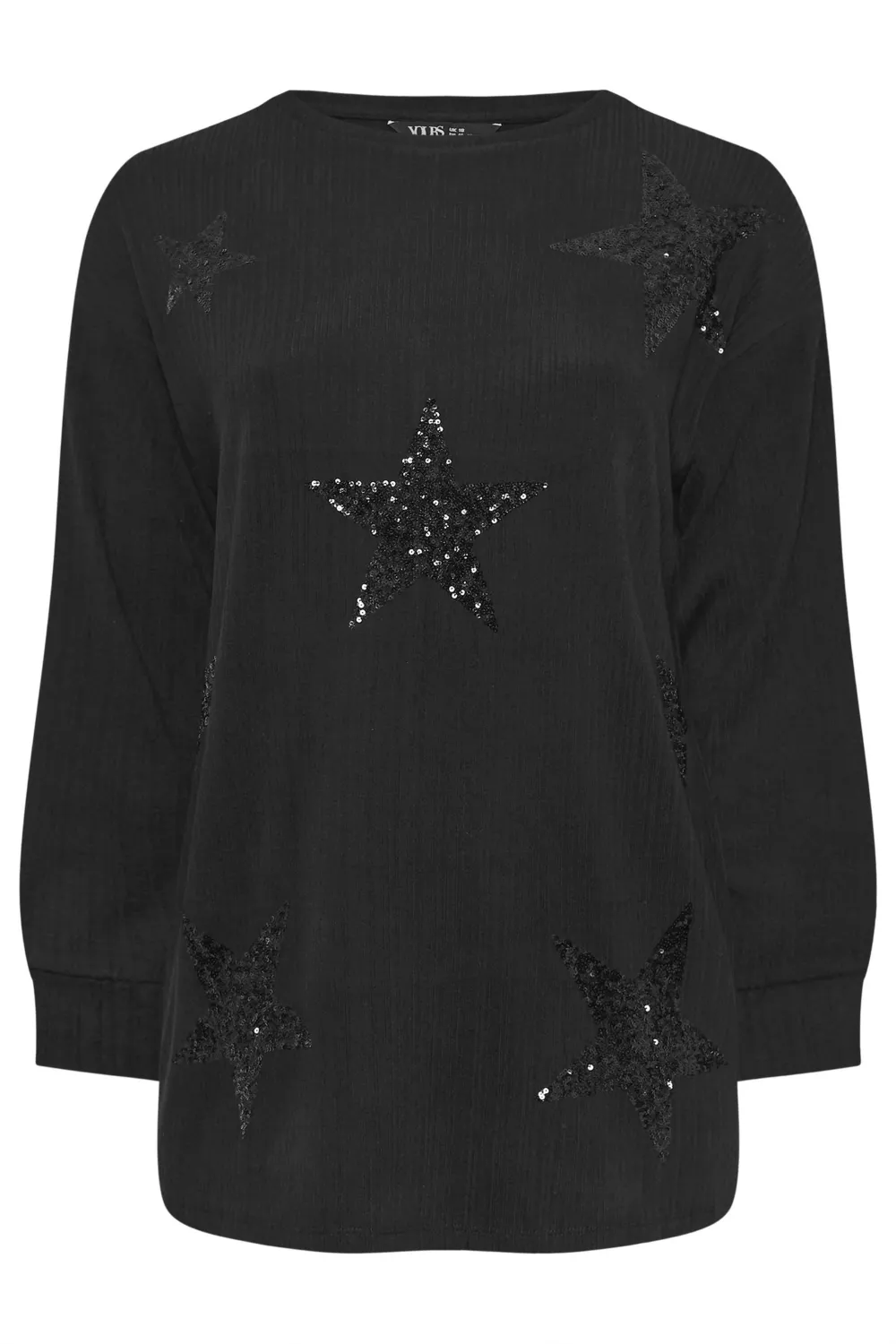 YOURS Curve Black Star Sequin Sweatshirt
