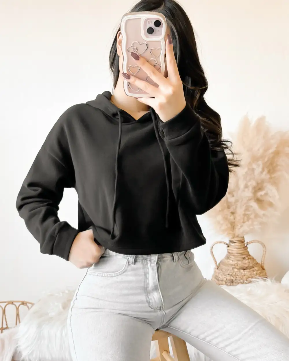 EVERYDAY BASIC CROP HOODIE (FOREST)