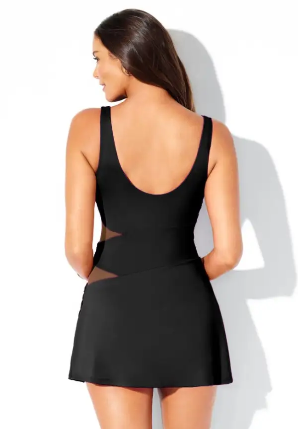 Square Neck Mesh Cut Out Swimdress
