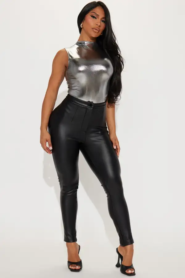 Come And Get It Metallic Bodysuit - Silver