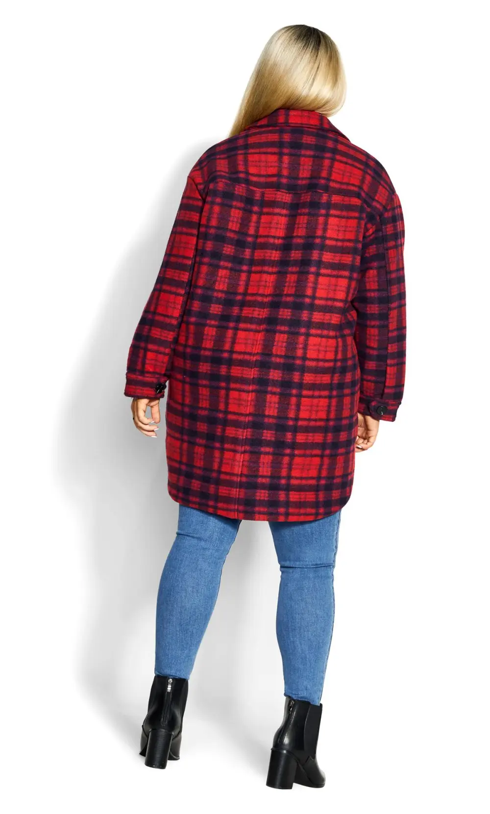 Evans Red Check Print Shacket