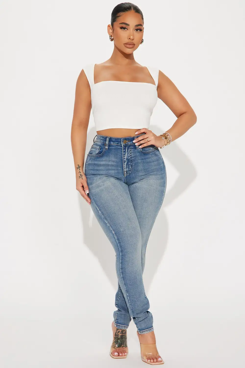 Gemma High Rise Stretch Skinny Jeans - Vintage Wash