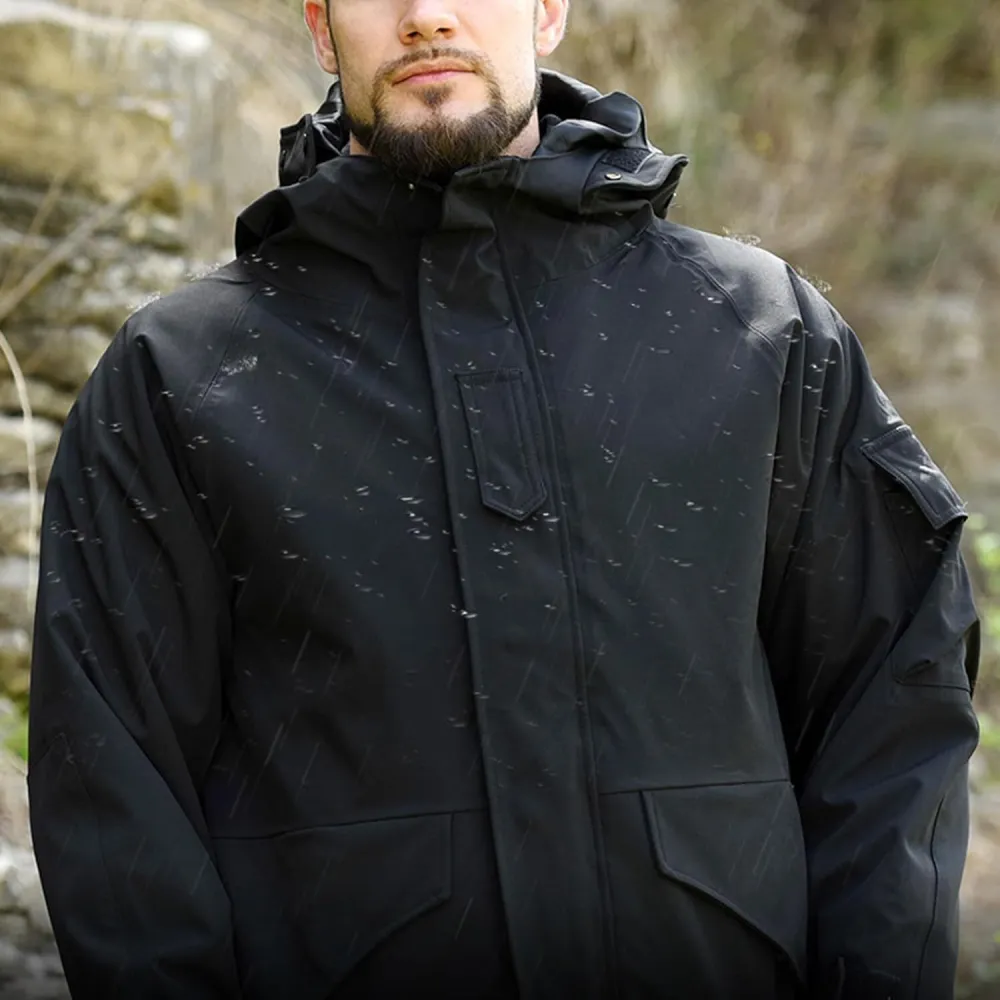 Men's Fleece Lined Soft Shell Jacket Winter Waterproof Hooded Coat Windproof Camo Tactical Jacket