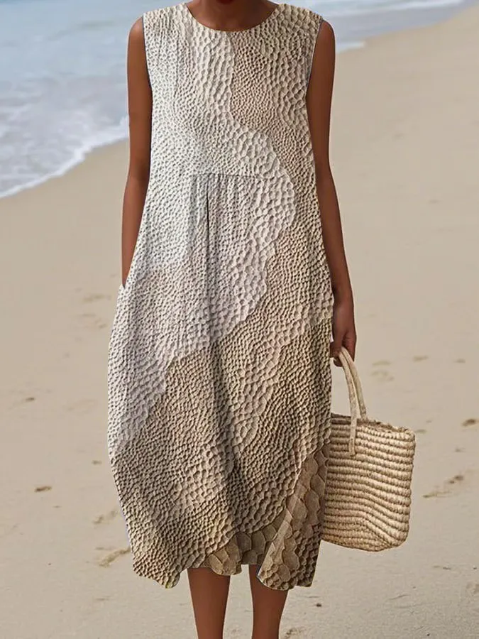 Women's Casual Printed Round Neck Sleeveless Dress