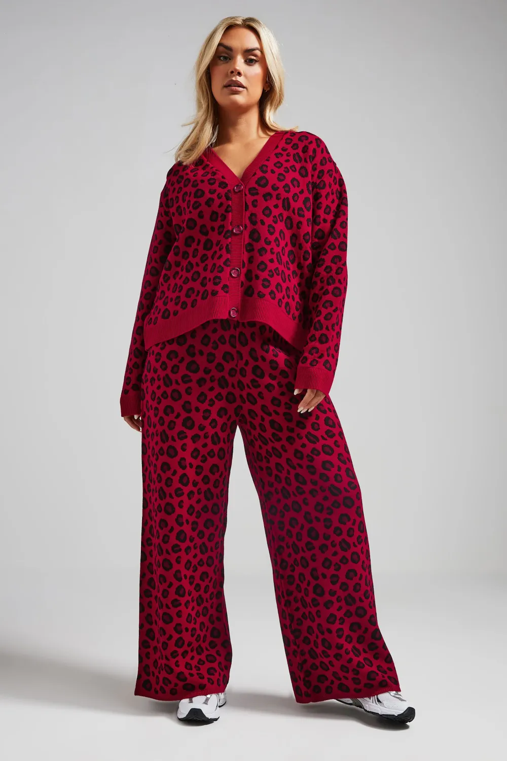 LIMITED COLLECTION Curve Burgundy Red Fairisle Knitted Cardigan