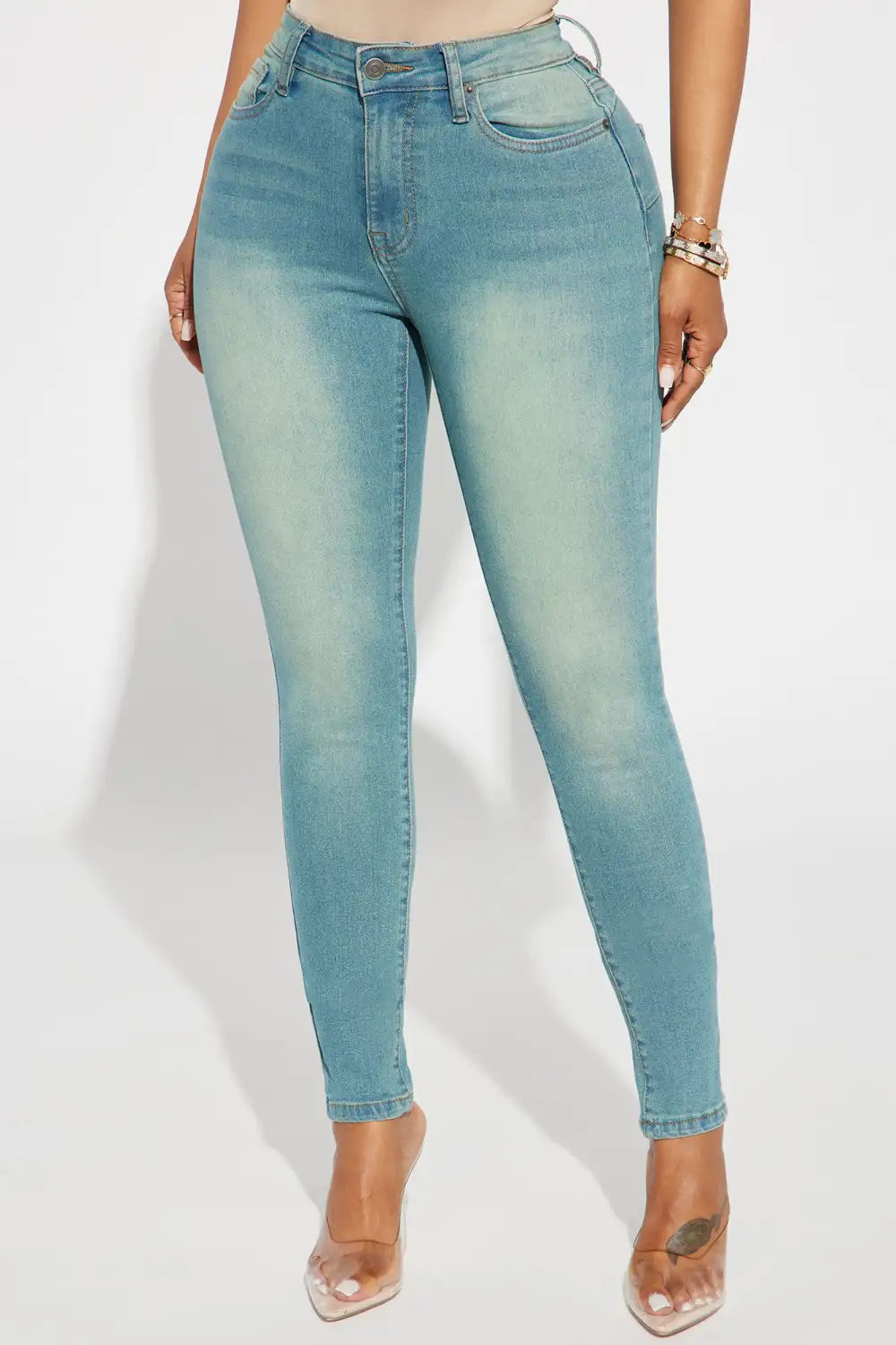 Hampton Tinted High Stretch Skinny Jeans - Medium Blue Wash