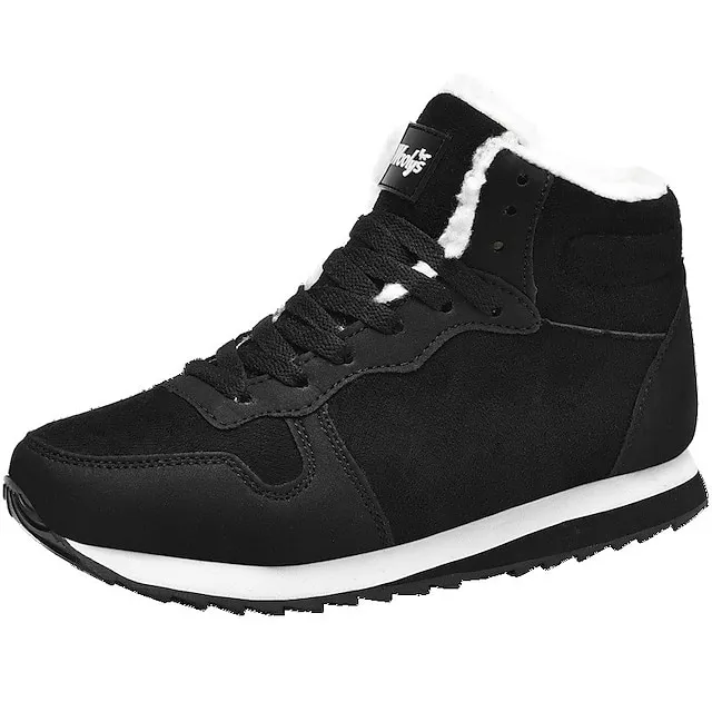 Women's Sneakers Boots Snow Boots Plus Size Comfort Shoes Outdoor Work Daily Flat Heel Round Toe Fashion Sporty Classic Running Walking Faux Suede Lace-up Solid Color