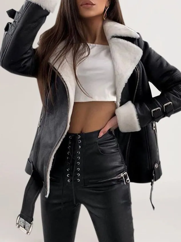 Black Long Sleeve Lapel Jacket