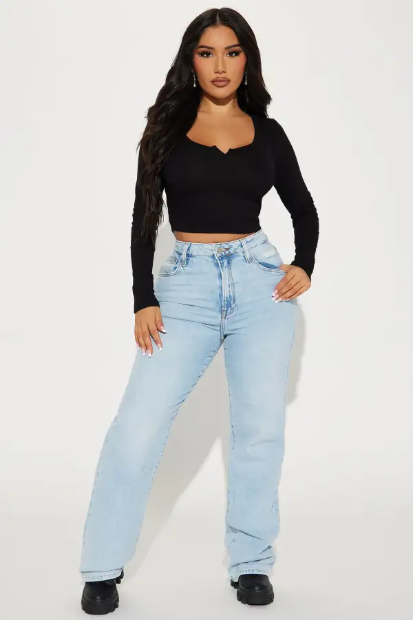 Agnus Long Sleeve Crop Top - Black