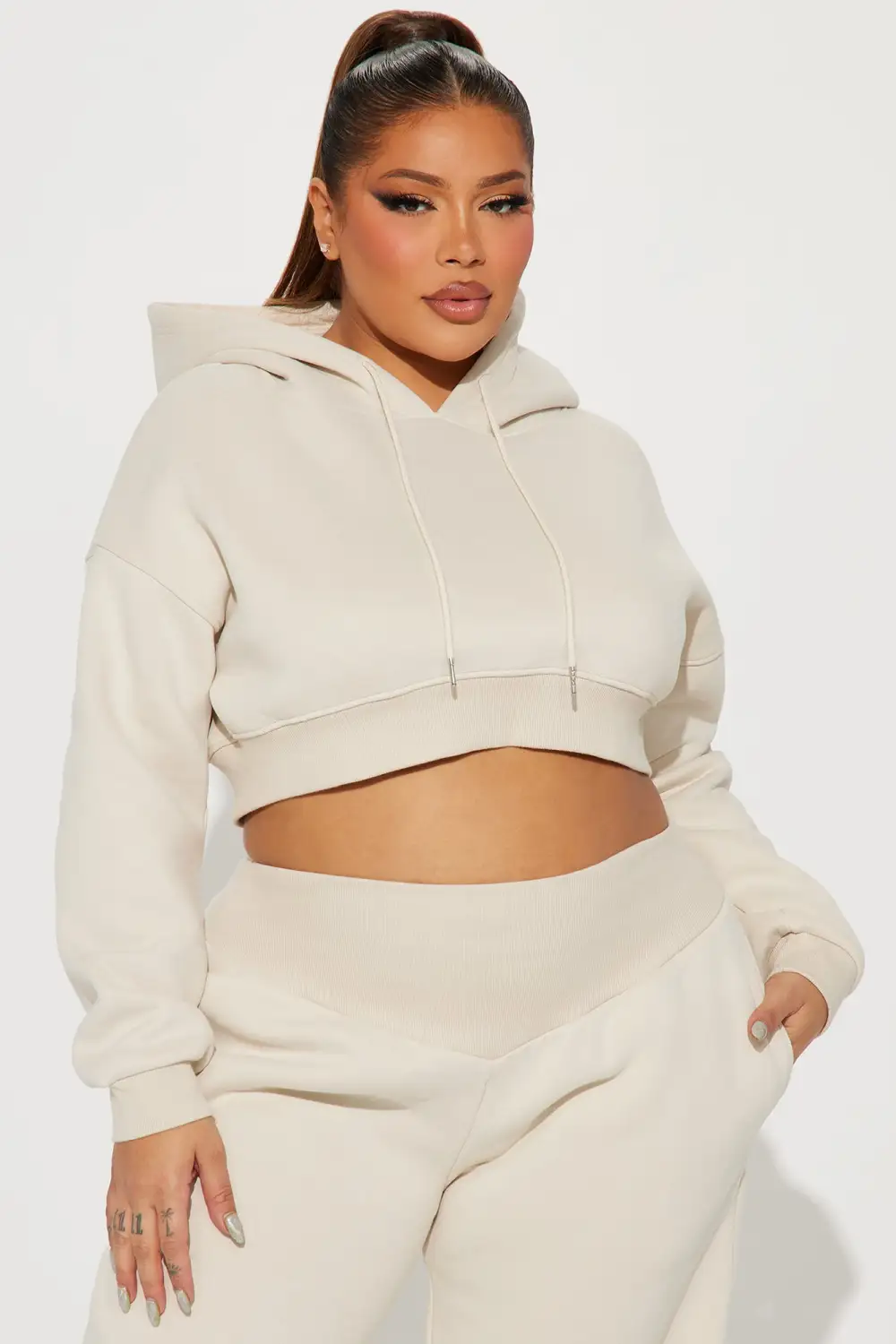 Nikkie Fleece Jogger Set - Cream