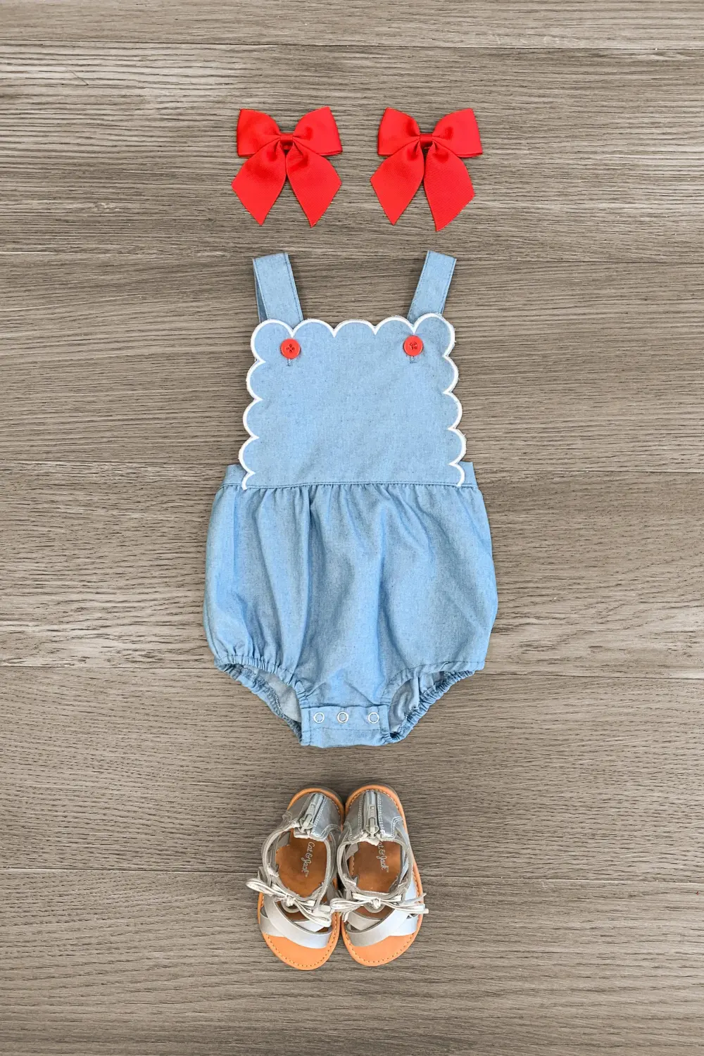 Scalloped Chambray Onesie