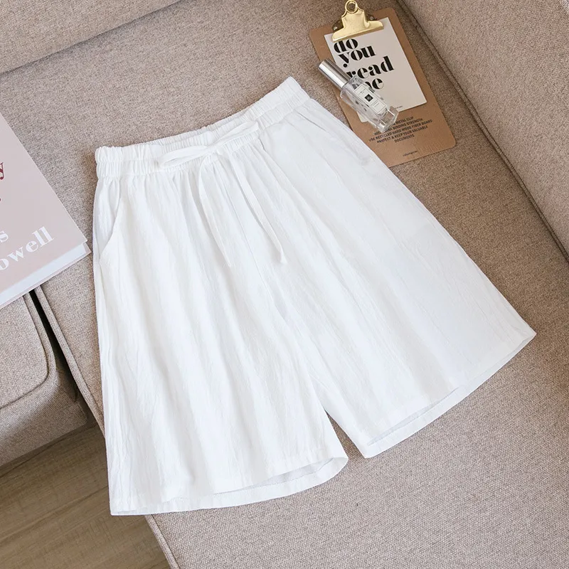 Women's high waist wide leg plus size five-point pants