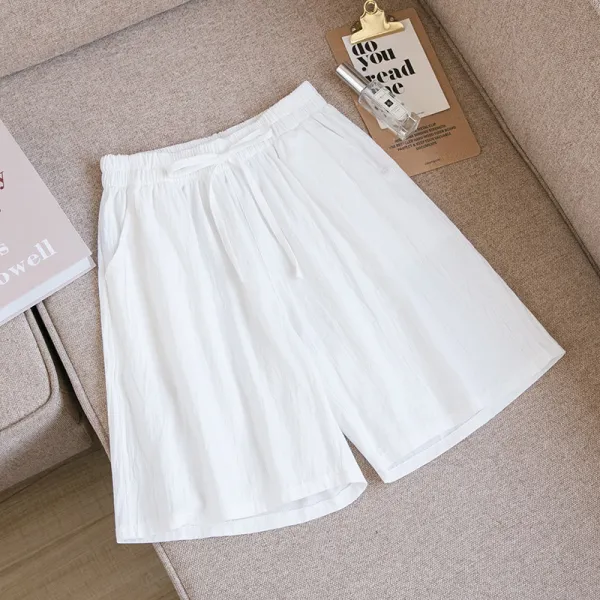 Women's high waist wide leg plus size five-point pants