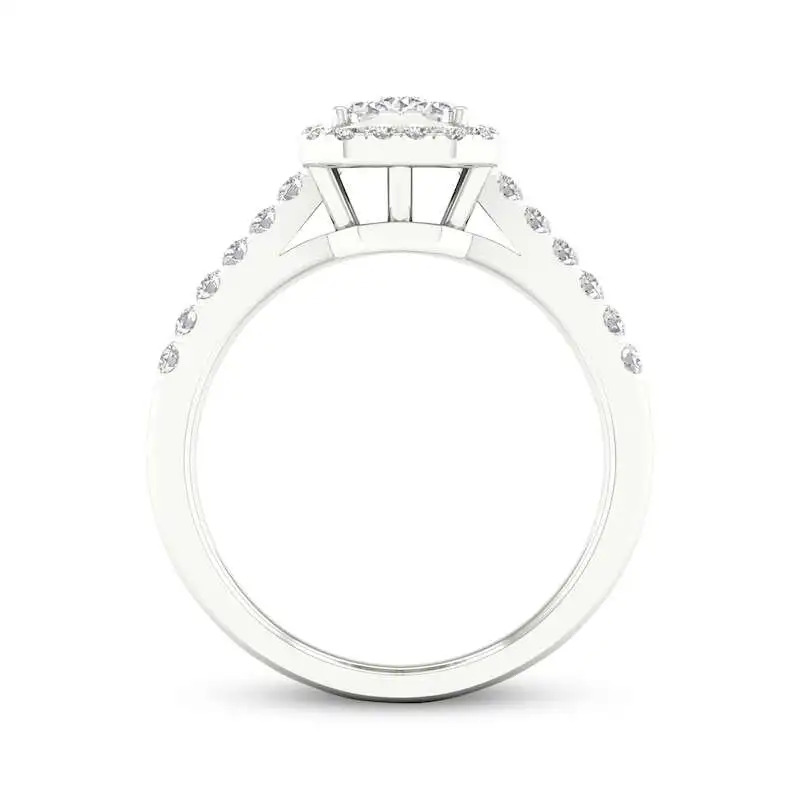 Multi-Diamond Center Octagon Frame Engagement Ring 1/2 ct tw 10K White Gold