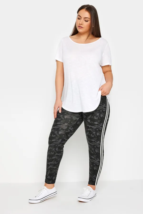Evans Black 2 Stripe Print Legging