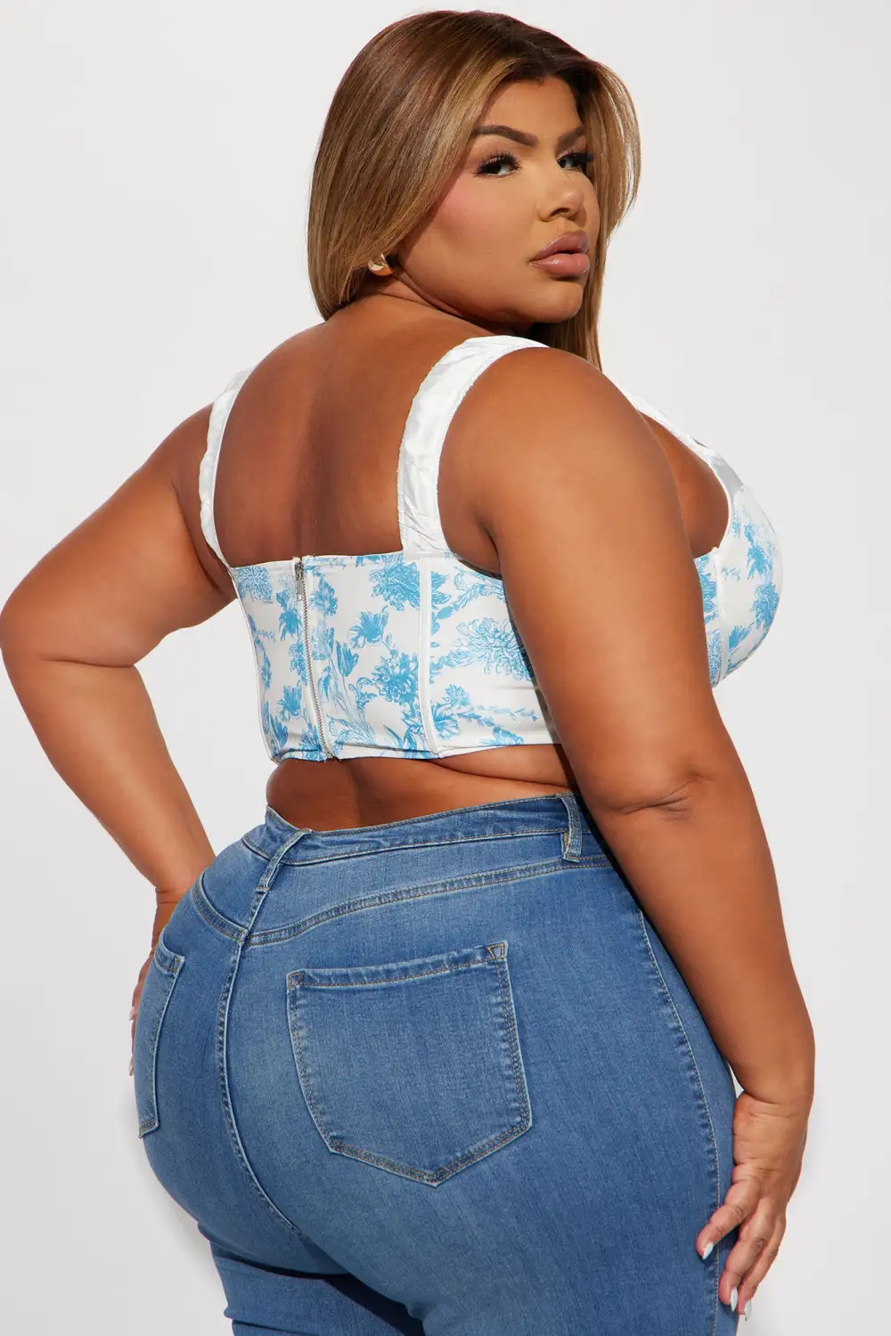 Carelli Floral Corset Top - White/combo