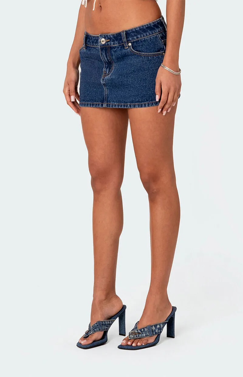 Edikted Spencer Low Rise Denim Micro Skirt