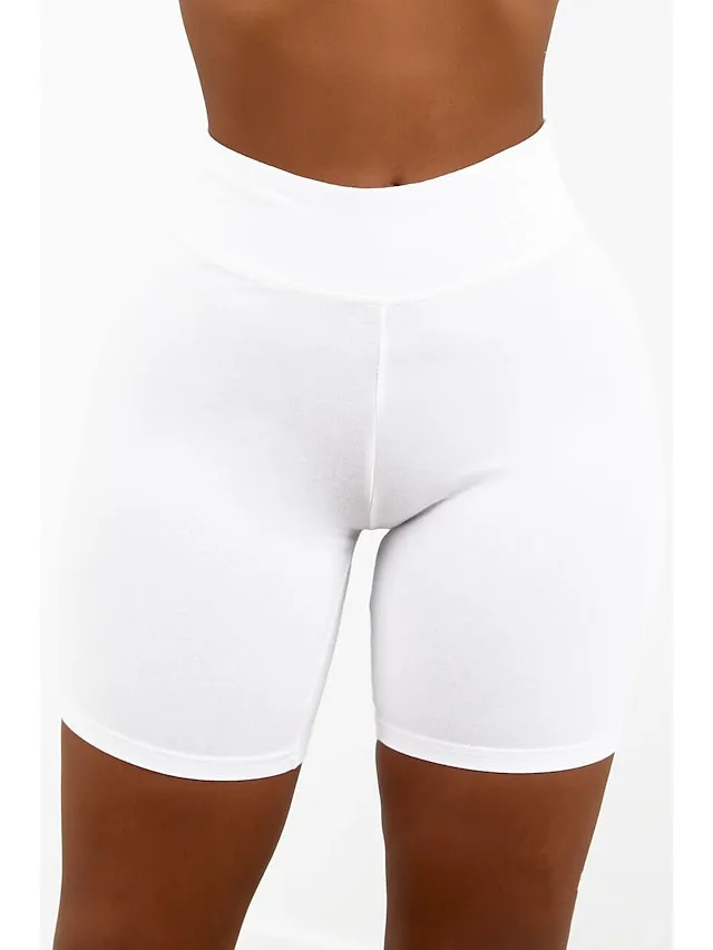 Women's Shorts Leggings Biker Shorts Short Stretchy Mid Waist Workout Daily Weekend Black White S M Spring & Summer
