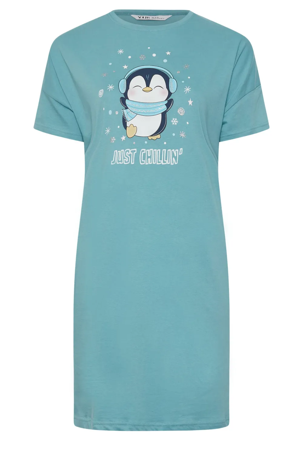 YOURS Curve Blue Penguin Print Sleep Tee Nightdress