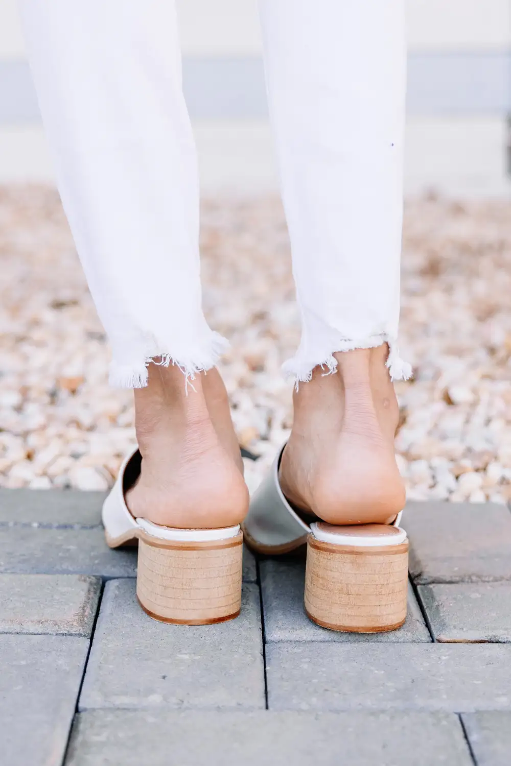 Have It All White Heeled Mules