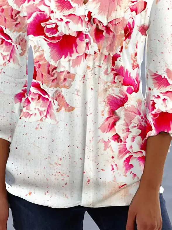 Women's Colorblock Long Sleeve V-neck Top