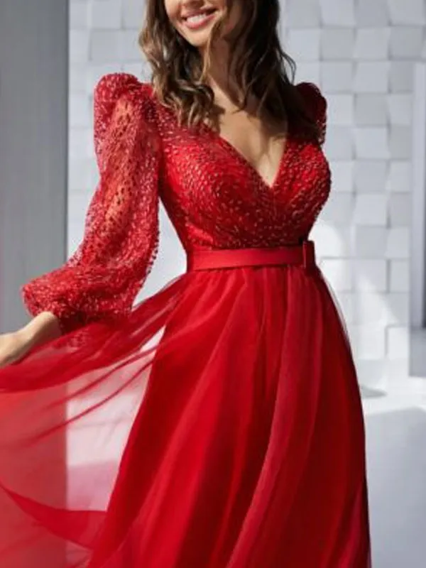 Sheer tulle women's dress with slit