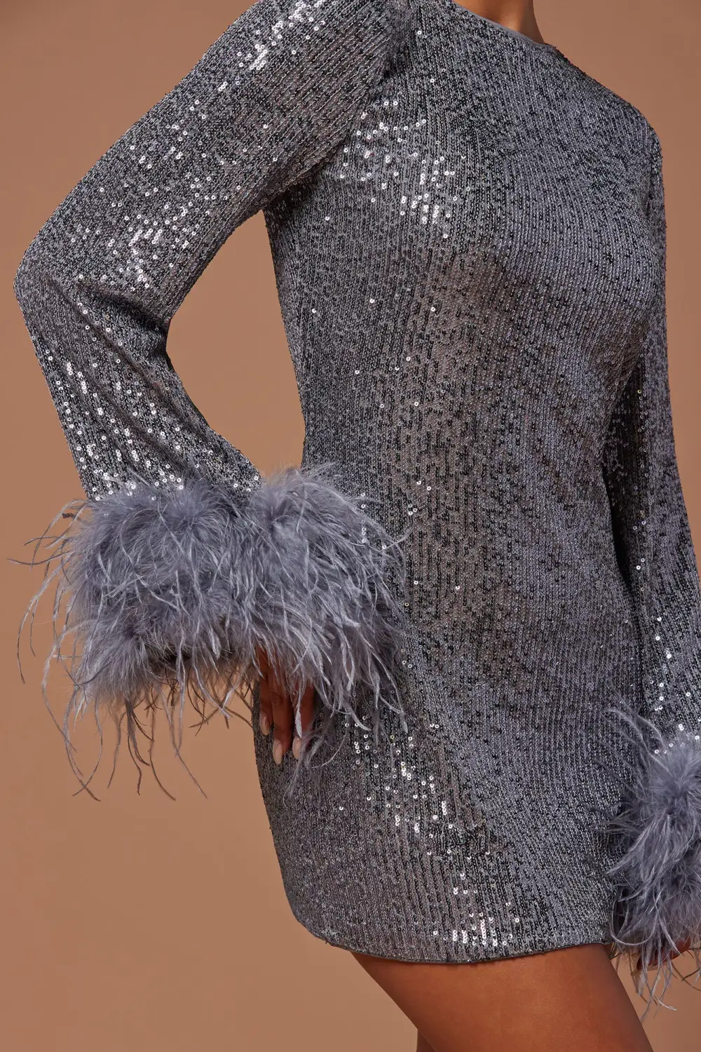 Mirabelle Sequin Mini Dress - Grey