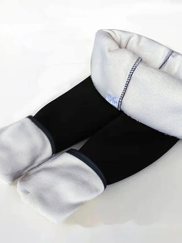 Women's Fleece Lined Leggings Warm Full Length Winter Leggings High Waist Basic Casual Office Daily Lamb wool leggings (kitten) Lamb cashmere leggings (leather label) S M Fall & Winter