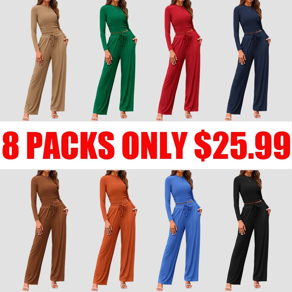 🔥Last Day 89% OFF🔥Women's Fall 2-Piece Set – Top & Wide-Leg Pants